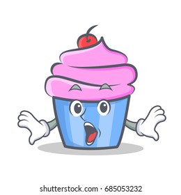 Surprised cupcake character cartoon style
