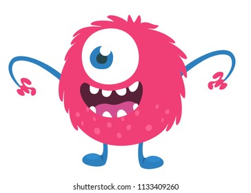 Surprised cute cartoon monster icon. Vector  monster mascot. Halloween design for emblem or sticker