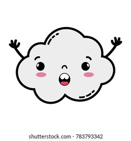 surprised and cute cloud kawaii weather with arms