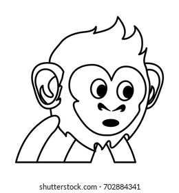 surprised cute expressive monkey cartoon icon image