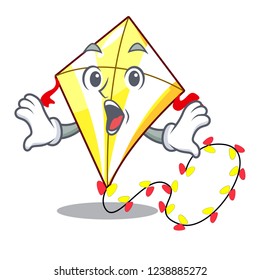 Surprised cute kite flying the on mascot