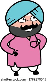 Surprised Cute Sardar Cartoon Character Design Illustration