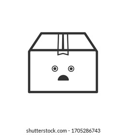 Icono de borde del cuadro de entrega sorprendido en un fondo blanco. Emociones. 