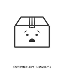 Surprised delivery box border icon on a white background. Emotions. 