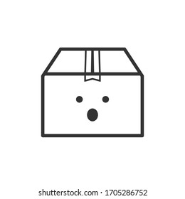 Icono de borde del cuadro de entrega sorprendido en un fondo blanco. Emociones. 