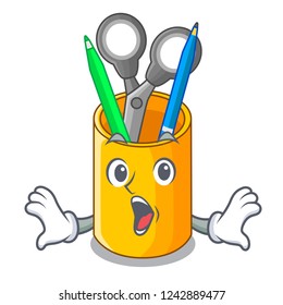 Surprised desktop organizer shape on cartoon funny