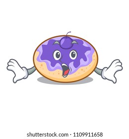 Surprised donut blueberry mascot cartoon