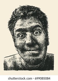 Surprised dude. vector illustration.