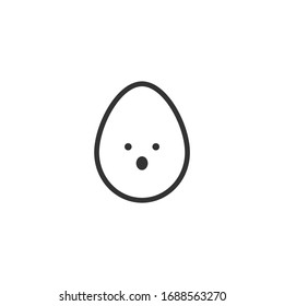 Icono de huevo sorprendido en un fondo blanco. Emociones 