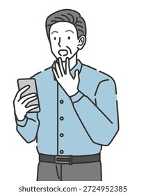 Überraschte ältere Mann Blick auf Smartphone