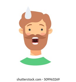 Surprised Emoji character. Cartoon style emotion icon. Isolated boy avatar with shock facial expressions. Flat illustration men's emotional face. Hand drawn vector emoticon