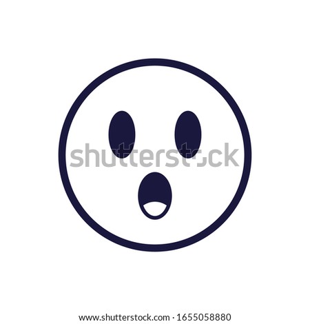 Surprised emoji face flat style icon design, Cartoon expression cute emoticon character profile facial toy adorable and social media theme Vector illustration