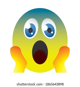 surprised emoji face icon over white background, colorful design, vector illustration