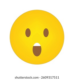 Surprised emoji face. Yellow shocked expression. Open mouth icon. Cartoon reaction symbol.