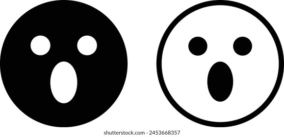 Surprised emoji icon set in two styles . Wow emoji icon . Surprised Emoticon icon vector