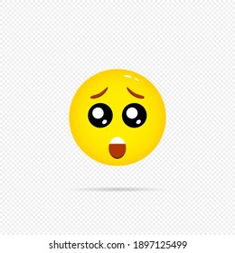 Surprised emoji icon. Social media concept. Vector on isolated transparent background. EPS 10