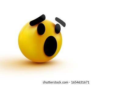 Surprised emoji isolated on white background, shocked emoticon. Vector illustration