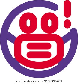 Surprised emoji with open eyes wearing the mask
