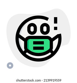 Surprised emoji with open eyes wearing the mask