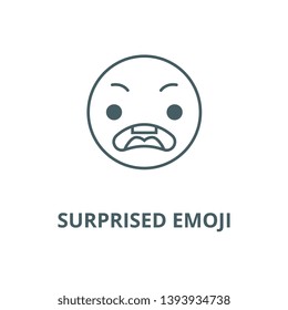 Surprised emoji vector line icon, linear concept, outline sign, symbol