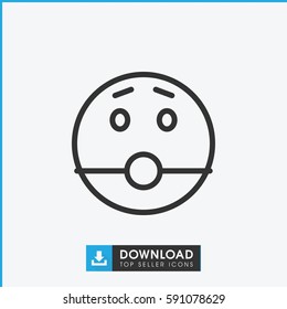 surprised emot icon. Simple outline surprised emot vector icon. On white background.