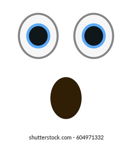 Surprised emoticon with big eyes in trendy flat style. Shocked emoji vector illustration.