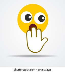 Surprised emoticon in a flat design