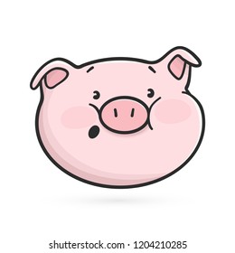 Surprised emoticon icon. Emoji pig is surprised.