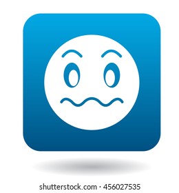 Surprised emoticon icon in simple style on a white background