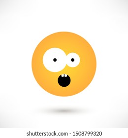 Surprised emoticon isolated on white background. Emoji flat design for social media, web, print, apps. Vector illustration