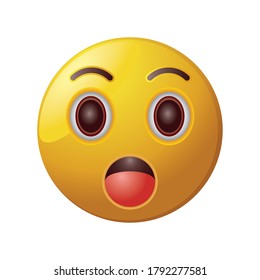 surprised emoticon on white background vector illustration design