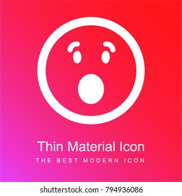 Surprised emoticon square face with open eyes and mouth red and pink gradient material white icon minimal design