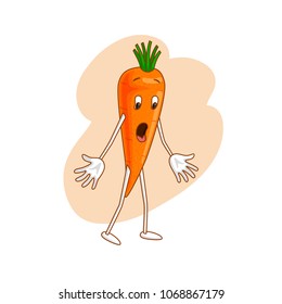 Surprised emotional vegetable in cartoon style with outlines