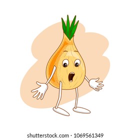 Surprised emotional vegetable in cartoon style with outlines