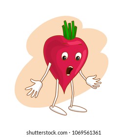 Surprised emotional vegetable in cartoon style with outlines