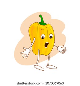 Surprised emotional vegetable in cartoon style with outlines