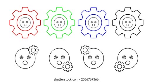 Sorprendido, icono vectorial de emociones en la ilustración de conjunto de engranajes para ui y ux, sitio web o aplicación móvil