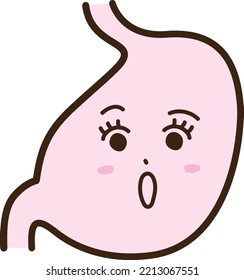 Surprised expression of anthropomorphic stomach