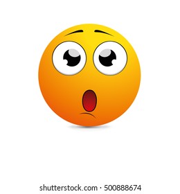Surprised Expression Cartoon Smiley   isolated on a white background