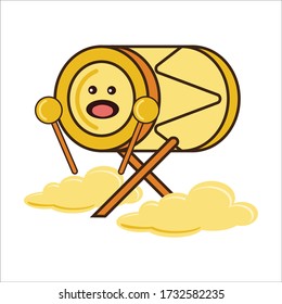 Surprised Expression of Golden Ramadan Mosque Drum Vector Design