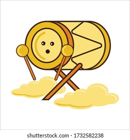 Surprised Expression of Golden Ramadan Mosque Drum Vector Design