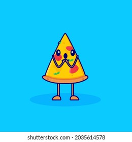 surprised expression pizza cartoon character vector