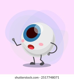 Surprised eyeball cartoon character vector illustration. Human organ of vision, healthcare, eyesight, emotions concept for banner or web design
