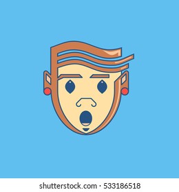 Surprised Face Character. Vector, Illustration