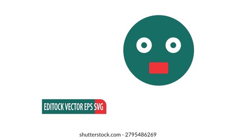 Surprised face emoji vector graphic, open mouth, wide eyes, shocked expression, cartoon face.