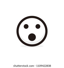 Surprised face emoticon icon vector