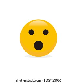Surprised face emoticon icon vector