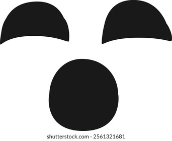 Surprised face featuring closed eyes and an open mouth, vividly expressing astonishment, crafted using simple geometric shapes against a clean white background