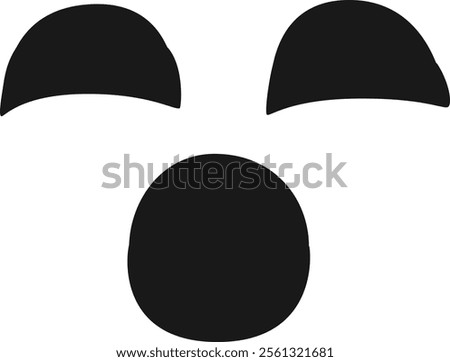 Surprised face featuring closed eyes and an open mouth, vividly expressing astonishment, crafted using simple geometric shapes against a clean white background
