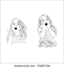 surprised face girl pop art vector